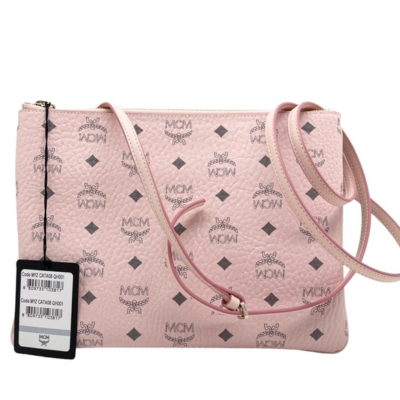MCM New With Tags Powder Pink Logo Flat Pouch/ Clutch Crossbody Purse - Picture 4 of 12